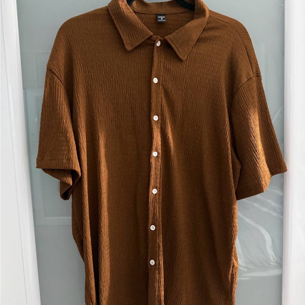 NFINITY Men's Casual Brown Button Down Shirt